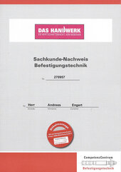 Zertifikat für Befestigungstechnik Zertifikat für Befestigungstechnik